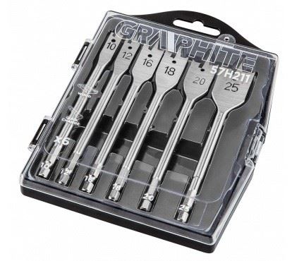 Wiertła łopatkowe do drewna 6szt Graphite 57H211